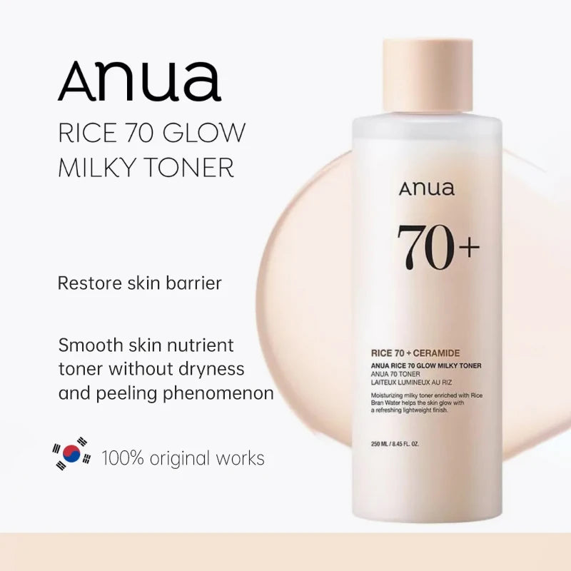 Anua Skincare Products Heartleaf LHA Moisture Peeling Gel Cleanser 77 Toner Rice 70 Glow Milky Toner Lotion Nicotinamide Serum