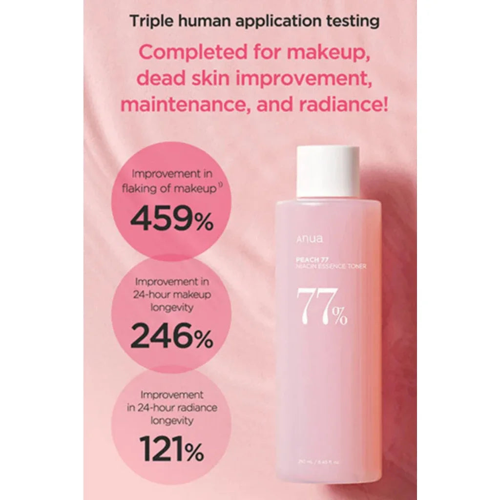 Anua Peach 77 Niacin Essence Toner 250ml / Brightening Toner for Face, Niacinamide, Panthenol, Ceramide Korean Skin Care